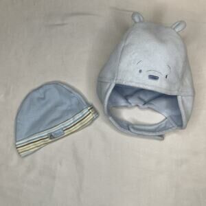 Disney Baby Classic Pooh Beanie Hat & Hat Bundle Blue Newborn & infant sizes.